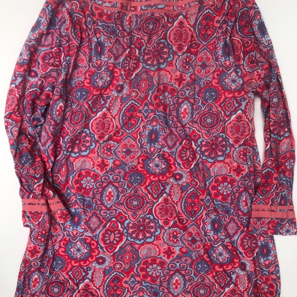 Talbots- Pima blend tunic- pink medallion print size small petite - Picture 5 of 7